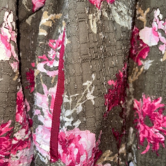 J. Jill Cottage Core Green Floral Textured Button Front Jacket Pink Floral Print - Picture 4 of 7